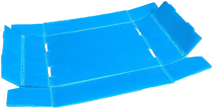 Melyna išlankstyta gofroplastiko dėžutė